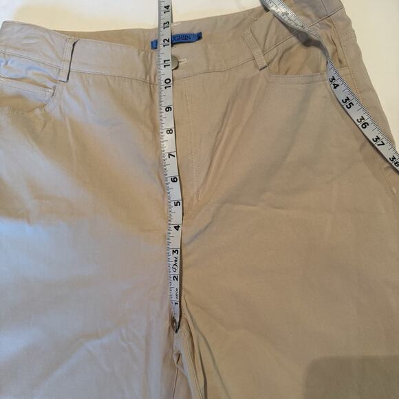 J Mclaughlin Wide Leg Pants Sz 10 High Rise Crop Beige Chino Stretch Career EUC - Picture 9 of 11